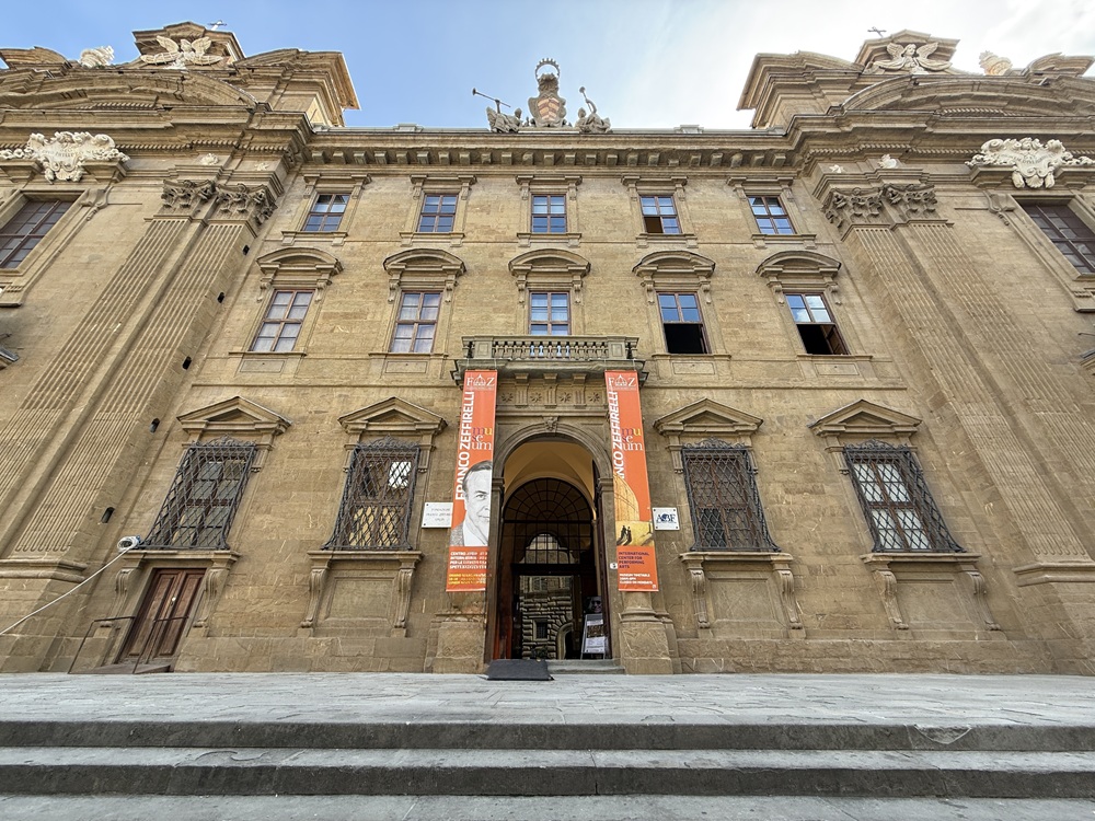 Elegant concert hall with ornate architecture, perfect for chamber music in Florence, Italy.